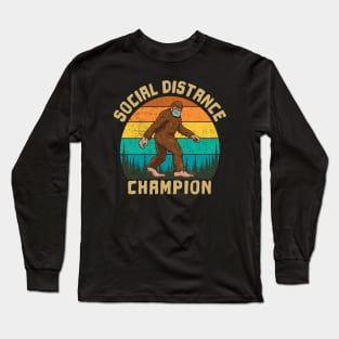 Funny Bigfoot Social Distance Champion, Funny Introvert Long Sleeve T-Shirt